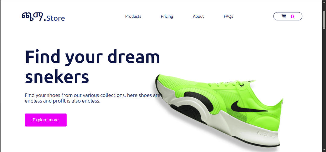 Shoes store landing page. (chama-store)
